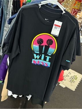 NWT Nike LeBron Miami Twice Max90 Basketball T-Shirt Black Heat Men's $50 SZ L